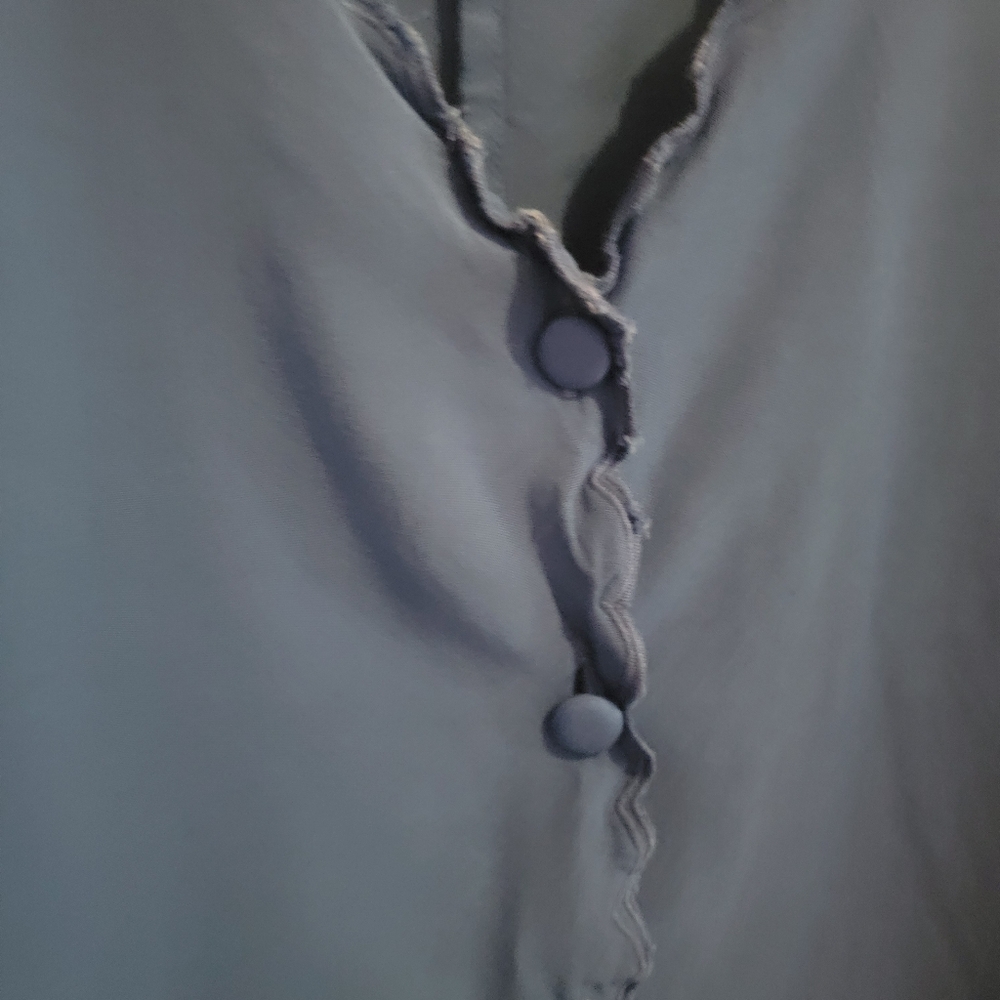 Soft Surrounding Sapphire Embroidered Trim Button Up Blouse Top - Picture 12 of 13